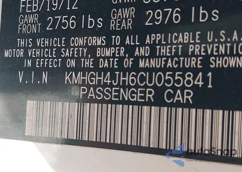 2012 Hyundai Equus Signature from USA, damaged, VIN KMHGH4JH6CU055841